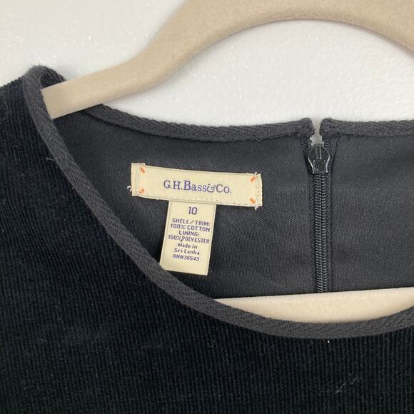 GH Bass Women 10 Black Corduroy Drop Waist Jumper Dress Academia 90s Preppy - Picture 4 of 9